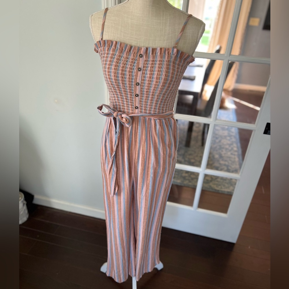 Billabong jumpsuit, size XS, pink/blue stripe